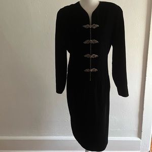 Vintage Liz Claiborne black velvet with gold embroidered closures size 10P